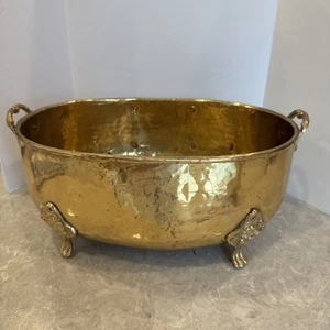 Footed Oval Hammered Brass / Copper Finished Planter - 12x5.5x7 Inches - Picture 1 of 6