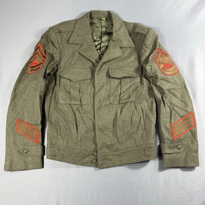 Vintage 1940s 50s USMC Wool Ike Military Jacket Crop Men’s 38R WWII Korea - Image 1 of 4