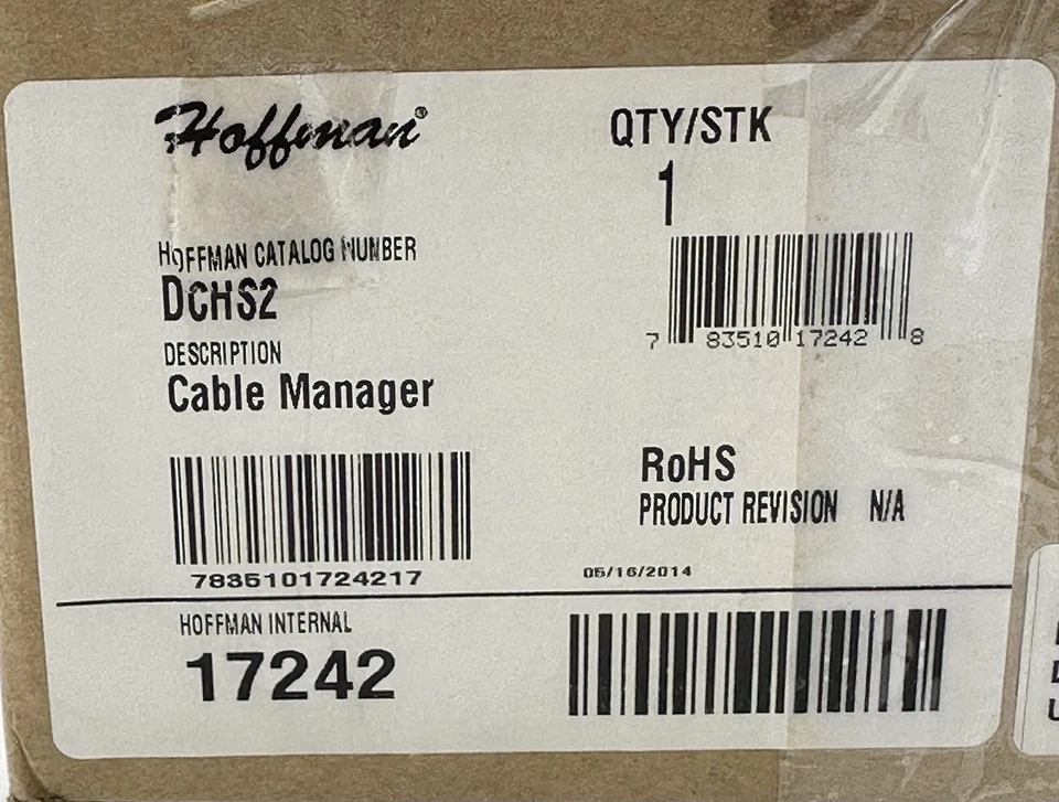 Hoffman DCHS2 Single Sided Horizontal 2U Cable Manager NEW IN BOX - Image 1 of 1