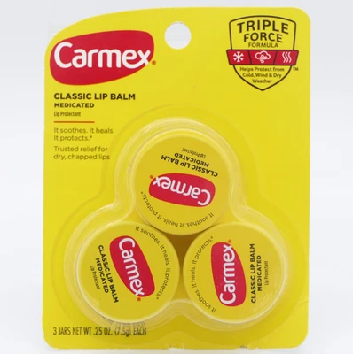 Paquete de 3 protectores de bálsamo labial medicado clásico Carmex calma las protecciones curativas Foto 1 de 2
