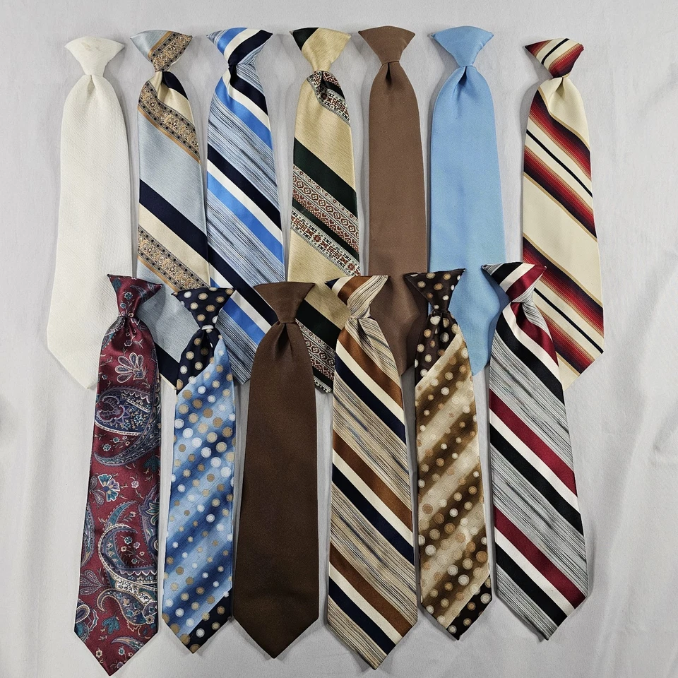 Vintage Lot Of 13 1970s-80s Clip On Ties Damon Brittania JCPenney Neckties READ⬇ - Image 1 of 4