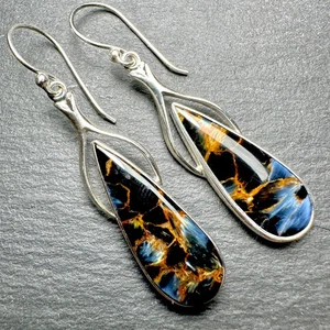 Impresionantes pendientes de plata esterlina con piedras preciosas de primera calidad color vibrante - Imagen 1 de 6