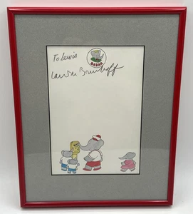 Laurent De Brunhoff Signed Autographed Note on Babar Stationary Framed - Picture 1 of 8
