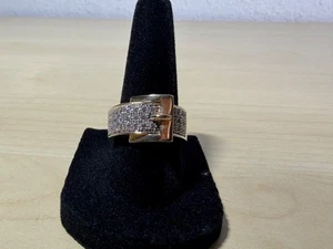 Nachlass 14k Gelbgold 0,70ctw natürlicher Diamant Gürtelschnalle Bandring Größe 6,75 - Bild 1 von 24