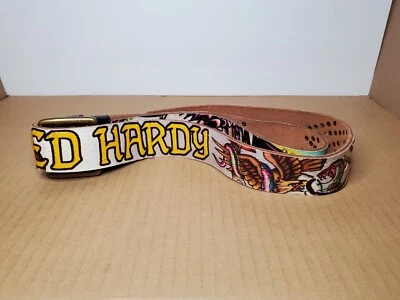 Y2K Ed Hardy Leather Belt w Eagle /Skull /Snake Women's Large EH1214 (READ!) - Image 1 of 4