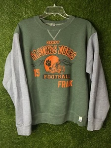 Vintage Russell Two Tone Crewneck Sweatshirt Green & Blue Med. 2007 Screenprint - Picture 1 of 9