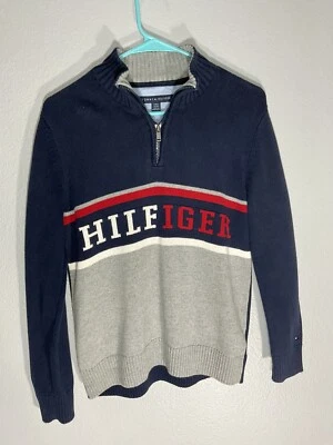 Tommy Hilfiger Boys Knit Sweater 1/4 Zip Pullover Size16/18 Large - Image 1 of 4