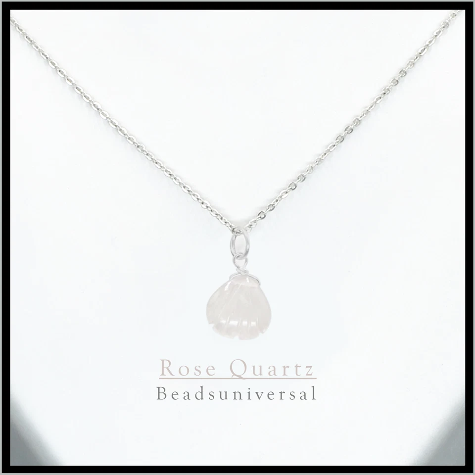 Naturale Quarzo Rosa Collana Intagliato a Mano Cover Forma 925 Argento Ciondolo - Immagine 1 di 4