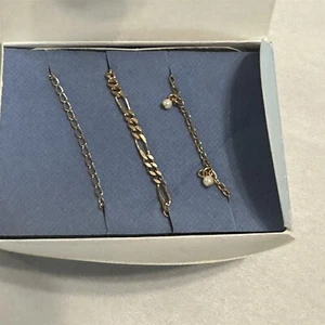 Bracciale Avon vintage set di 3 catene tono oro in scatola 8" - Foto 1 di 6