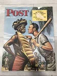 SATURDAY EVENING POST APRIL 21 1945 NAZI CLOWNS BASEBALL BABY SNATCHER INDIES - Picture 1 of 6