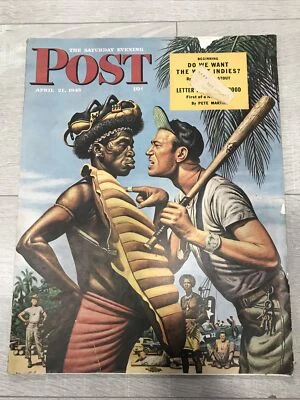 SATURDAY EVENING POST APRIL 21 1945 NAZI CLOWNS BASEBALL BABY SNATCHER INDIES - Image 1 of 4