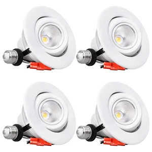 4-Pack 4" LED Gimbal Recessed Light Dimmable, ETL, 2700K Soft White - Picture 1 of 9