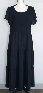Abito Kim Curvy donna taglie forti 22W nero a strati fumè - Foto 1 di 11