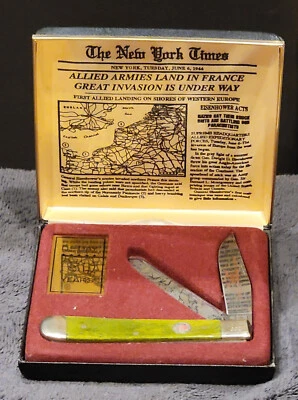 Boker Trapper #357 Segunda Guerra Mundial Serie Día D Hueso Verde 50 Aniversario Foto 1 de 4