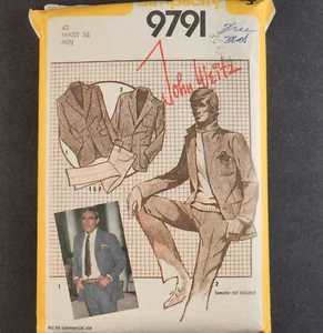 Simplicity 9791 Vintage Sewing Pattern Men's Pants w Lined Jacket John Weitz 42 - Picture 1 of 3