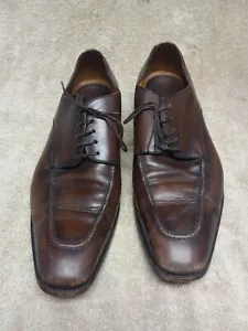 Silvano Sassetti Italy Brown Leather Slip Dress Shoes Loafers Men’s Shoe Sz. 12 - Picture 1 of 16