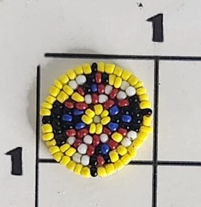 Beaded Wheel Circle Patch Native American Style Vintage Sew On Applique Upcycle - Picture 1 of 1