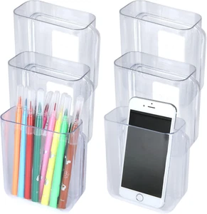 6Pack Plastic Wall Folders, Acrylic Single Pocket Wall Mount File Holder, Clear - Picture 1 of 12