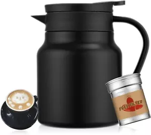 Thermoskanne 1,0L Edelstahl Kaffeekanne Thermo Teekanne Isolierkanne für 24h DE - Bild 1 von 19
