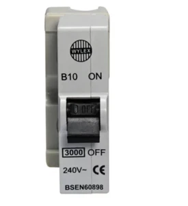 WYLEX 10 AMP CURVA B 3kA MCB DISYUNTOR ENCHUFE ABB - Imagen 1 de 1