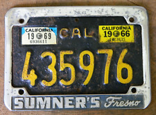 Rare 1960's Sumner's Fresno License Plate Frame w/ 1966 / 1969 License Plate
