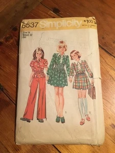 VINTAGE SIMPLICITY 6537 MÄDCHEN GR. 14 PULL OVER KLEID TOP & HOSE MUSTER - Bild 1 von 4