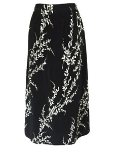 Citiknits Skirt Size Medium Long Slinky Black & White Floral Stretch Travel Knit - Picture 1 of 4