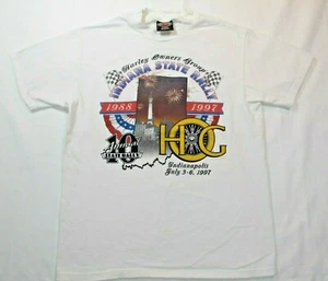 VTG 1997 Official Harley Owners Group 10 year Indiana State Rally Size M T-Shirt - Picture 1 of 7