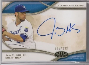 2014 TOPPS TIER ONE JAMES SHIELDS ACCLAIMED AUTOGRAPH AUTO #'d 205/299 - Picture 1 of 1