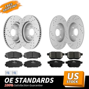 Rotores delanteros traseros perforados pastillas de freno de cerámica para 2008-2014 2015 Scion xB - Imagen 1 de 12