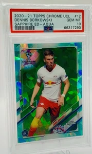 2020-21 Topps Chrome UCL Soccer Dennis Borkowski RC Card /150 PSA 10 RB Leipzig - Picture 1 of 21