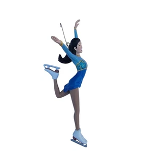 Vintage Ice Skater Girl Christmas Ornament in Blue Dress - Picture 1 of 10