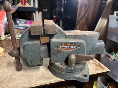 Tornillo de banco vintage Craftsman 5176 mordazas de 3 1/2 pulgadas herramienta de EE. UU. Foto 1 de 4