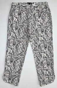 Banana Republic Damen drapierte Blätter Druck Hose Stretch Größe 12 Elfenbein Schwarz - Bild 1 von 17