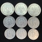 9 Coin Lot Third Reich WW2 German Reichspfennig Zinc Coins Buy 3 Get 1 Free