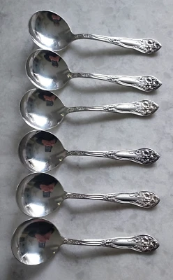 6 Fairfield Plate 5-1/8" Bouillon Spoons - Antique 1913 Silverplate - Image 1 of 4