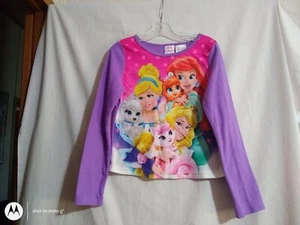 Gr. 7/8 Disney Prinzessin Mädchen Langarm lila Polyester Pyjama Shirt - Bild 1 von 3