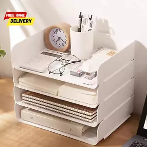 4 Tier Desk Organizer, Stackable Paper Tray Organizer for Document, Letter, File - Picture 1 of 8