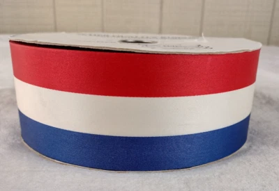Vintage NOS Scher Ribbon 2.5" Wide X 100 Spool Yard Red White Blue Patriotic - Image 1 of 4