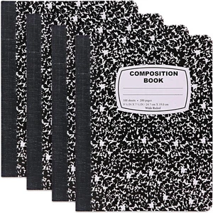 NEW Marble Composition Notebook College Ruled 9.75''x 7.5'' 100 Sheets 4 PACK - Picture 1 of 4
