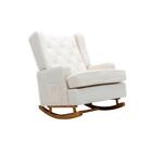 Spaco Retro Modern Living Room Glider Rocker Chair White Teddy Polyester Set 1