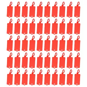 50pcs Reusable Plastic Tags Shipping Tags Waterproof Red - Picture 1 of 6