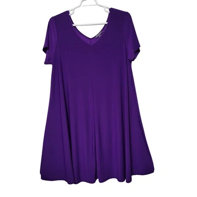 Roamans Size 22/24 1X Dress Stretch Jersey Full Swing Hem Long Purple - Image 1 of 4