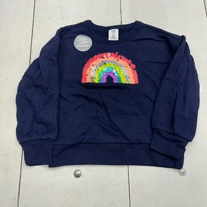 Gap Kids Navy Blue Rainbow Graphic Pullover Sweat Shirt Girls Size Small - Picture 1 of 7
