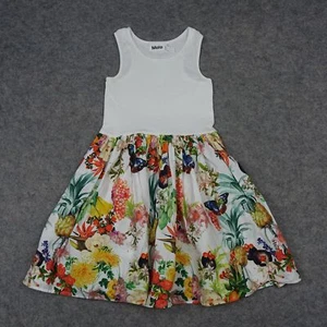 Molo Dress Girls 9 White Tropical Floral Top Colorful Organic Cotton Cassandra - Picture 1 of 19