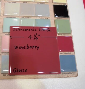 1 Stk. Red-Maroon-Wineberry: Glänzende Keramikfliese von Interceramic Co. 4-1/4 Zoll - Bild 1 von 19