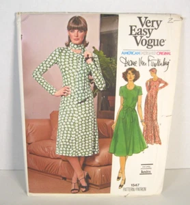 Vintage Vogue Diane Von Furstenberg 2641 Dress & Scarf Misses' 14 Pattern Uncut - Picture 1 of 2