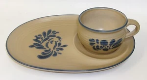 Pfaltzgraff Folk Art Oval Snack Tray Soup Mug Set - Picture 1 of 2