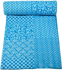 Shivanifashions Handarbeit Baumwolle Kantha Quilts Tagesdecke Überwurf Blockdruck Kantha - Bild 1 von 28