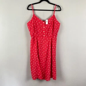 Gap Fit & Flare Cami Print Dress Size 16 Coral Pink Floral Sleeveless - Picture 1 of 10